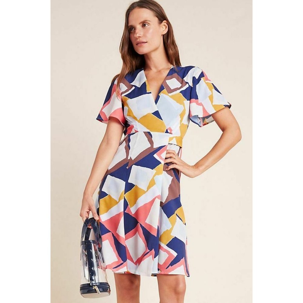 Anthropologie Hutch Blaise Geometric Wrap Dress